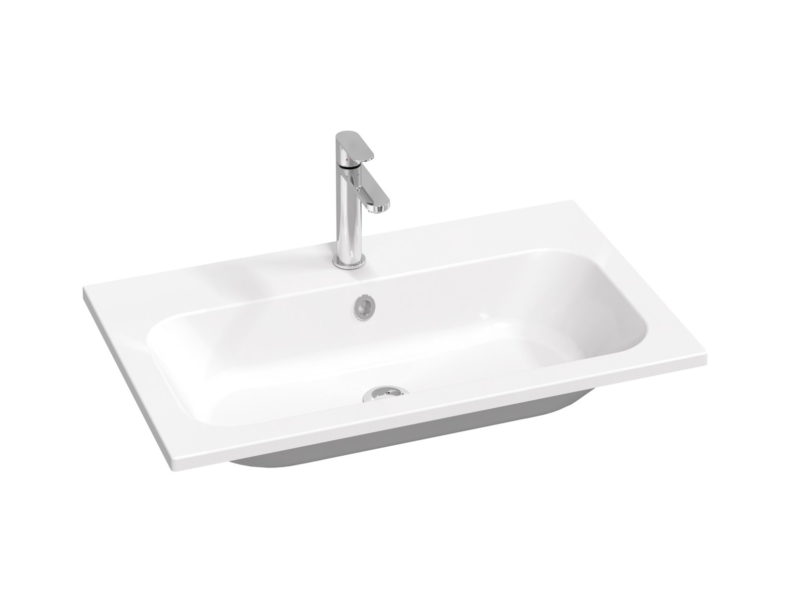 Ravak Chrome lavabo 80x49 cm rectangulaire de meuble blanc brillant XJG01180001