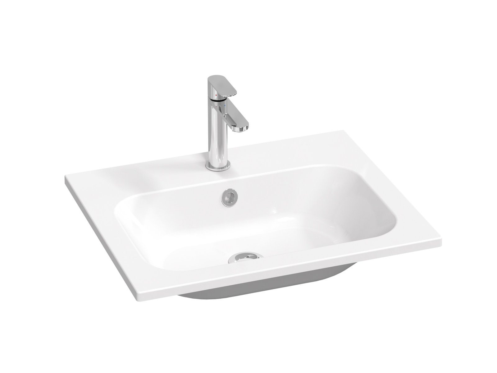 Ravak Chrome lavabo 60x49 cm rectangulaire de meuble blanc brillant XJG01160001