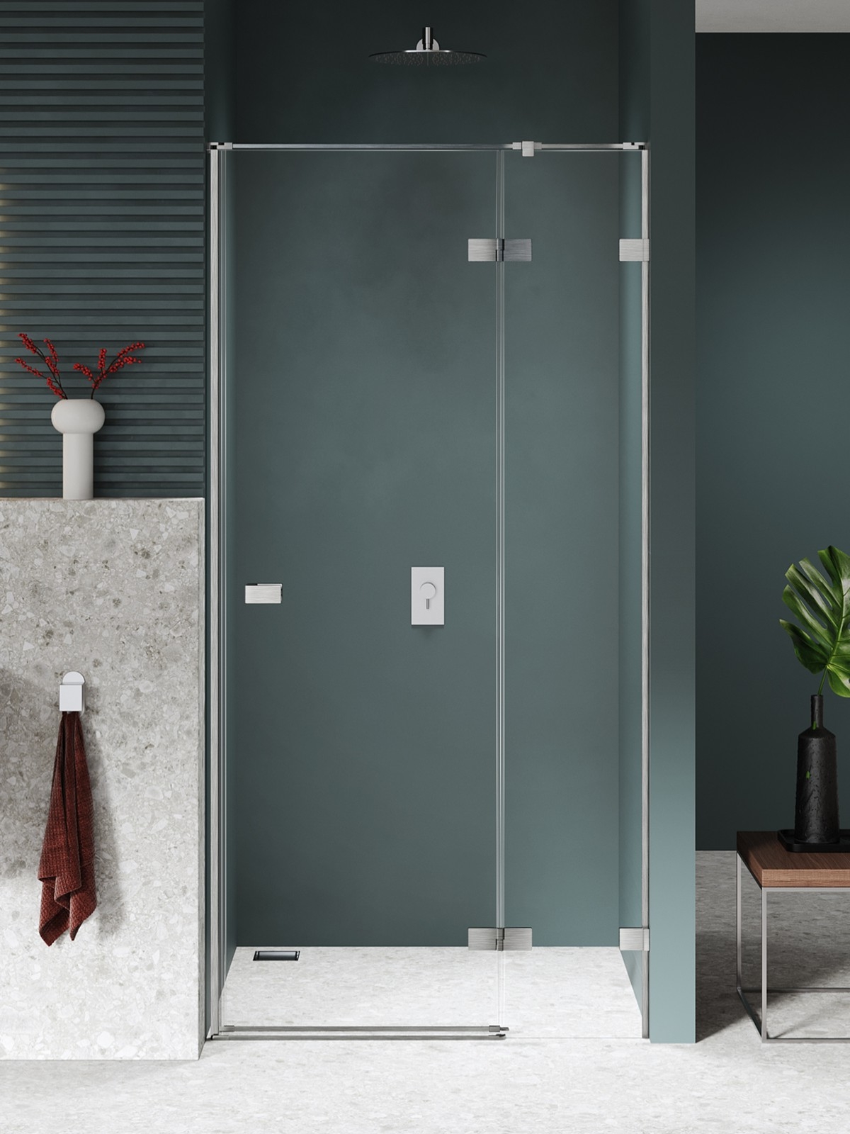 New Trendy Avexa Nickel Brushed porte de douche 100 cm à ouverture basculante nickel brossé/verre transparent EXK-8462