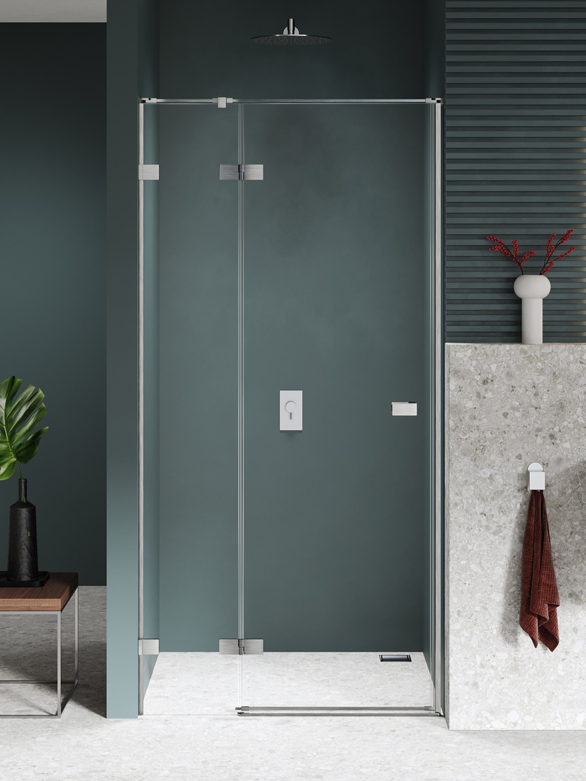 New Trendy Avexa Nickel Brushed porte de douche 120 cm à ouverture basculante nickel brossé/verre transparent EXK-8465