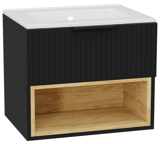 Set corps de meuble Excellent Tuto 2.0 MLEX.2171.600.BKBL, lavabo Excellent As CEEX.3617.600.WH, MLEX.2151.600.03.BK