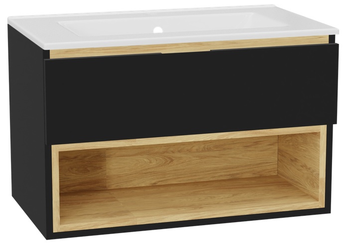 Set corps de meuble Excellent Tuto 2.0 MLEX.2171.800.BKBL, lavabo Excellent As CEEX.3617.800.WH, MLEX.2151.800.01.BK