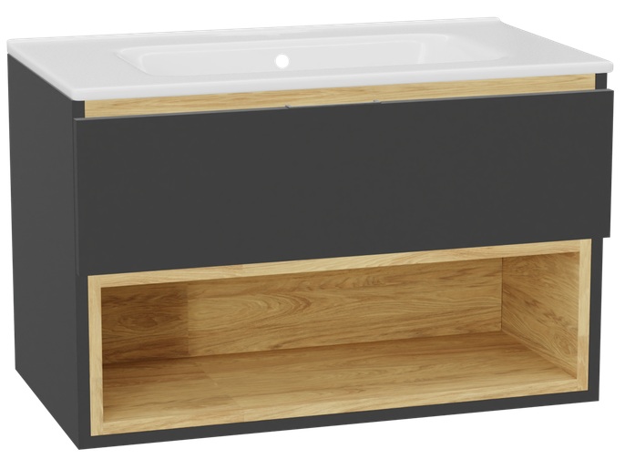 Set corps de meuble Excellent Tuto 2.0 MLEX.2171.800.GRBL, lavabo Excellent Pik CEEX.6517.800.WH, MLEX.2151.800.01.GR