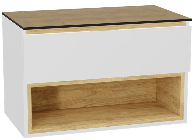 Set corps de meuble Excellent Tuto 2.0 MLEX.2171.800.WHBL, plan de travail suspendu Excellent Tuto 2.0 MLEX.2116.800.BL, MLEX.2151.800.01.WH