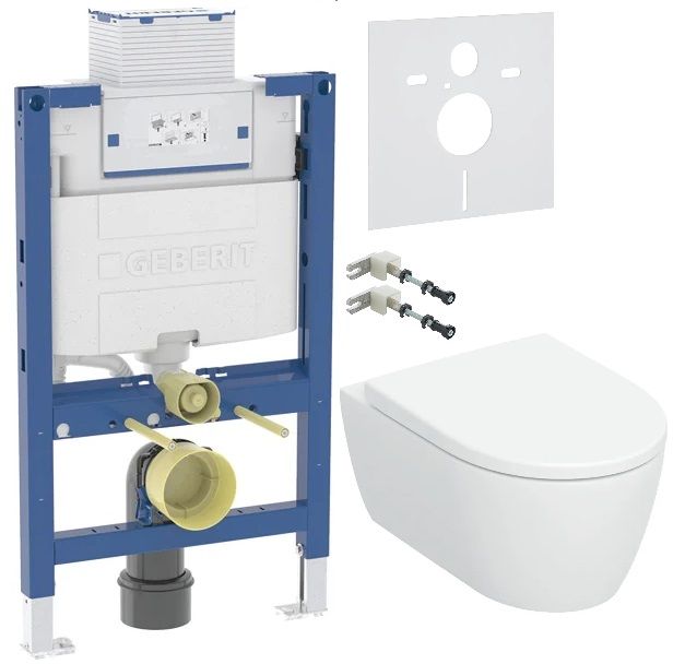 Set cuvette WC avec abattant à descente lente Geberit iCon 503.046.00.1, châssis encastré Geberit Duofix 111.003.00.2, 111.815.00.1, 156.050.00.1