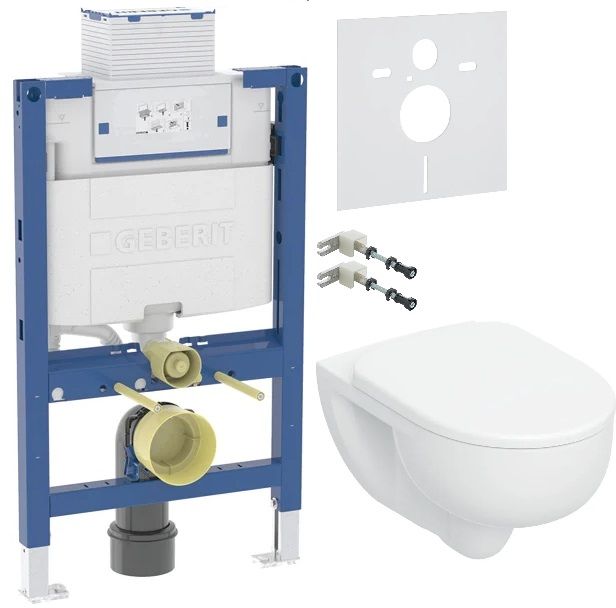 Set châssis encastré Geberit Duofix 111.003.00.2, cuvette WC avec abattant à descente lente Geberit Selnova 503.083.00.1, 111.815.00.1, 156.050.00.1
