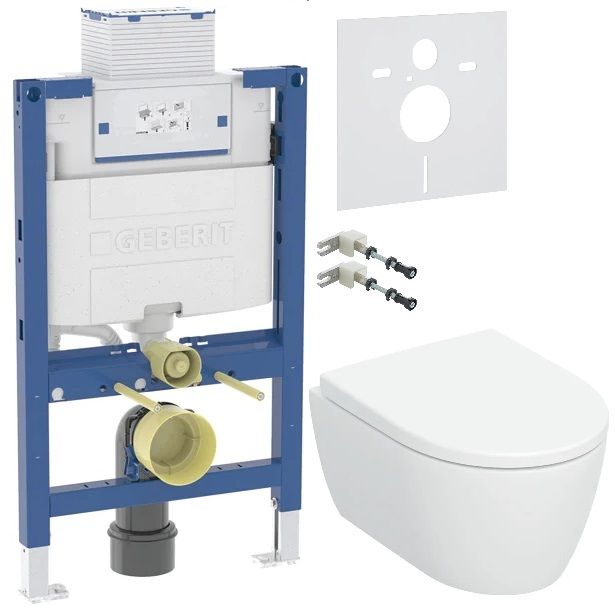 Set cuvette WC avec abattant à descente lente Geberit iCon 503.048.00.8, châssis encastré Geberit Duofix 111.003.00.2, 111.815.00.1, 156.050.00.1