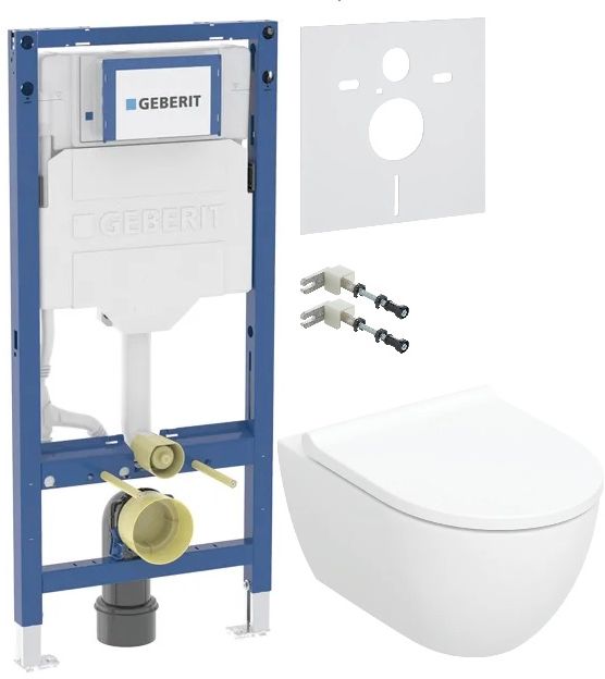 Set cuvette WC avec abattant à descente lente Geberit Acanto 502.774.00.8, châssis encastré Geberit Duofix 111.320.00.6, 111.815.00.1, 156.050.00.1