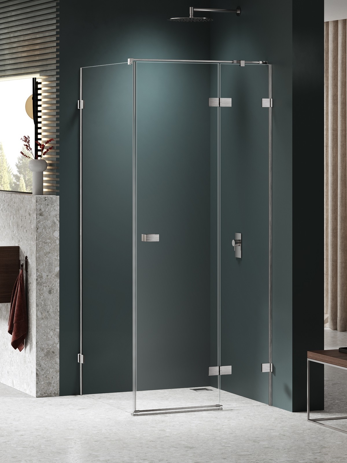 New Trendy Avexa Nickel Brushed cabine de douche 100x80 cm rectangulaire nickel brossé/verre transparent EXK-8504