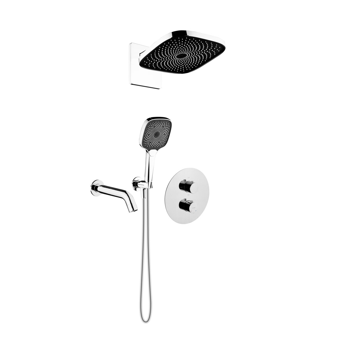 Set mitigeur bain-douche Oltens Katla 34600100, douche à effet de pluie Oltens Vann 37008100, 39403100, 39100100, 37108100, 39304100, 37200100