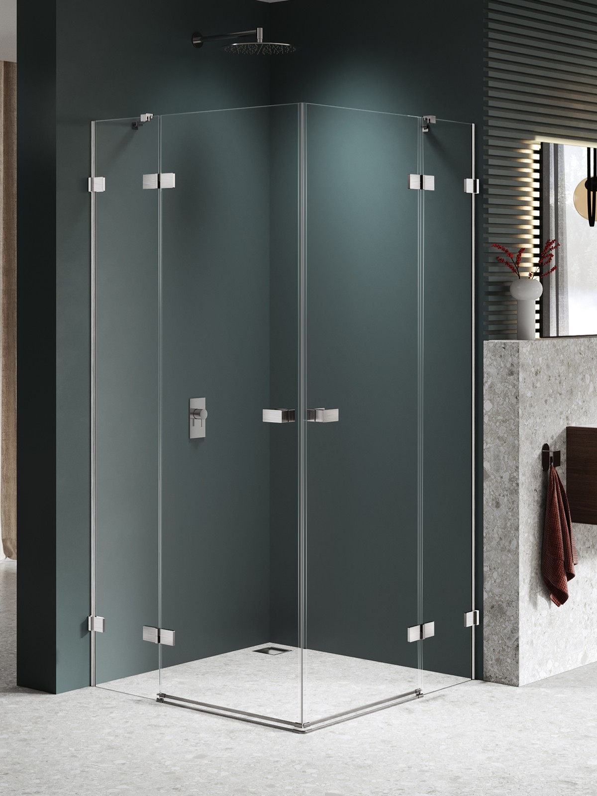New Trendy Avexa Nickel Brushed cabine de douche 100x90 cm rectangulaire nickel brossé/verre transparent EXK-8542