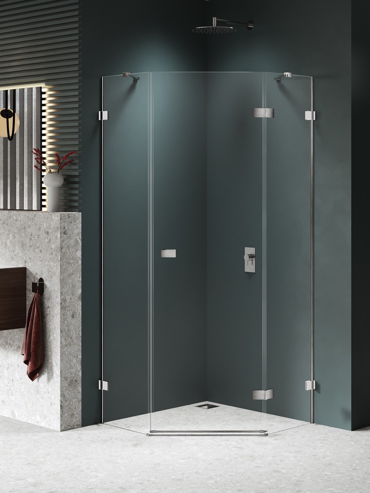 New Trendy Avexa Nickel Brushed cabine de douche 80x80 cm nickel brossé/verre transparent EXK-8557