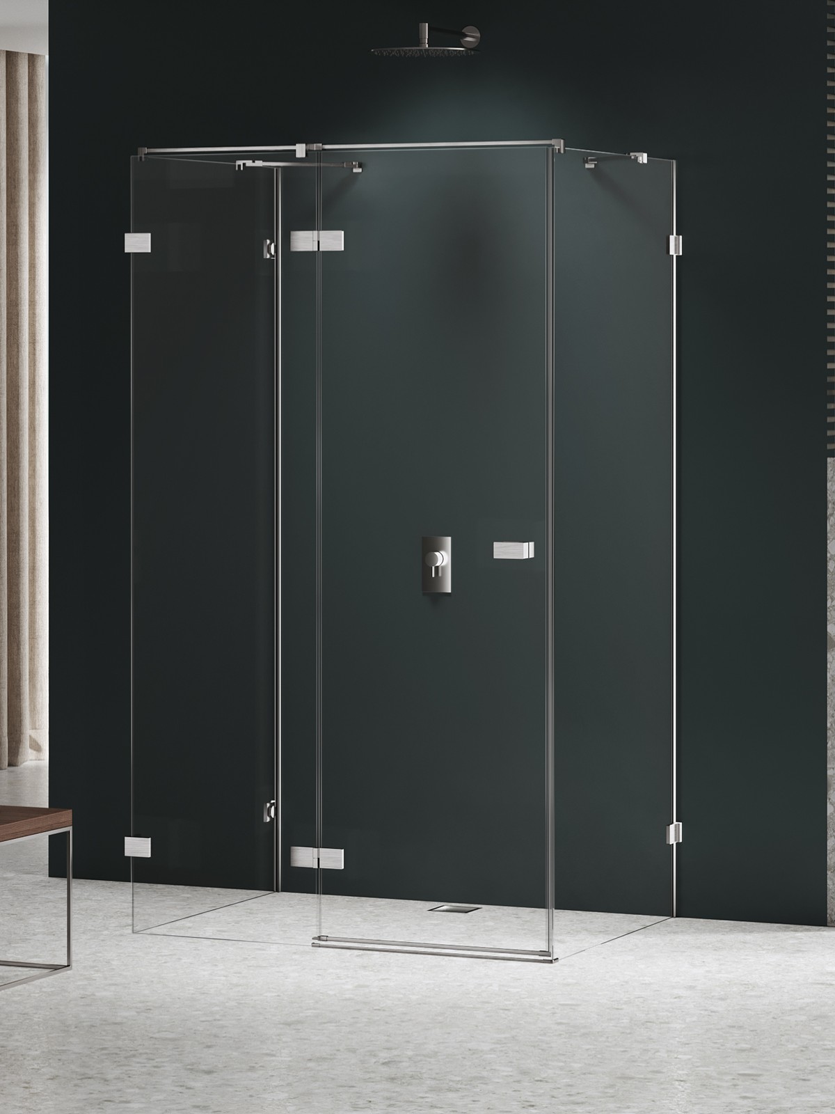New Trendy Avexa Nickel Brushed cabine de douche 110x80 cm rectangulaire nickel brossé/verre transparent EXK-8568