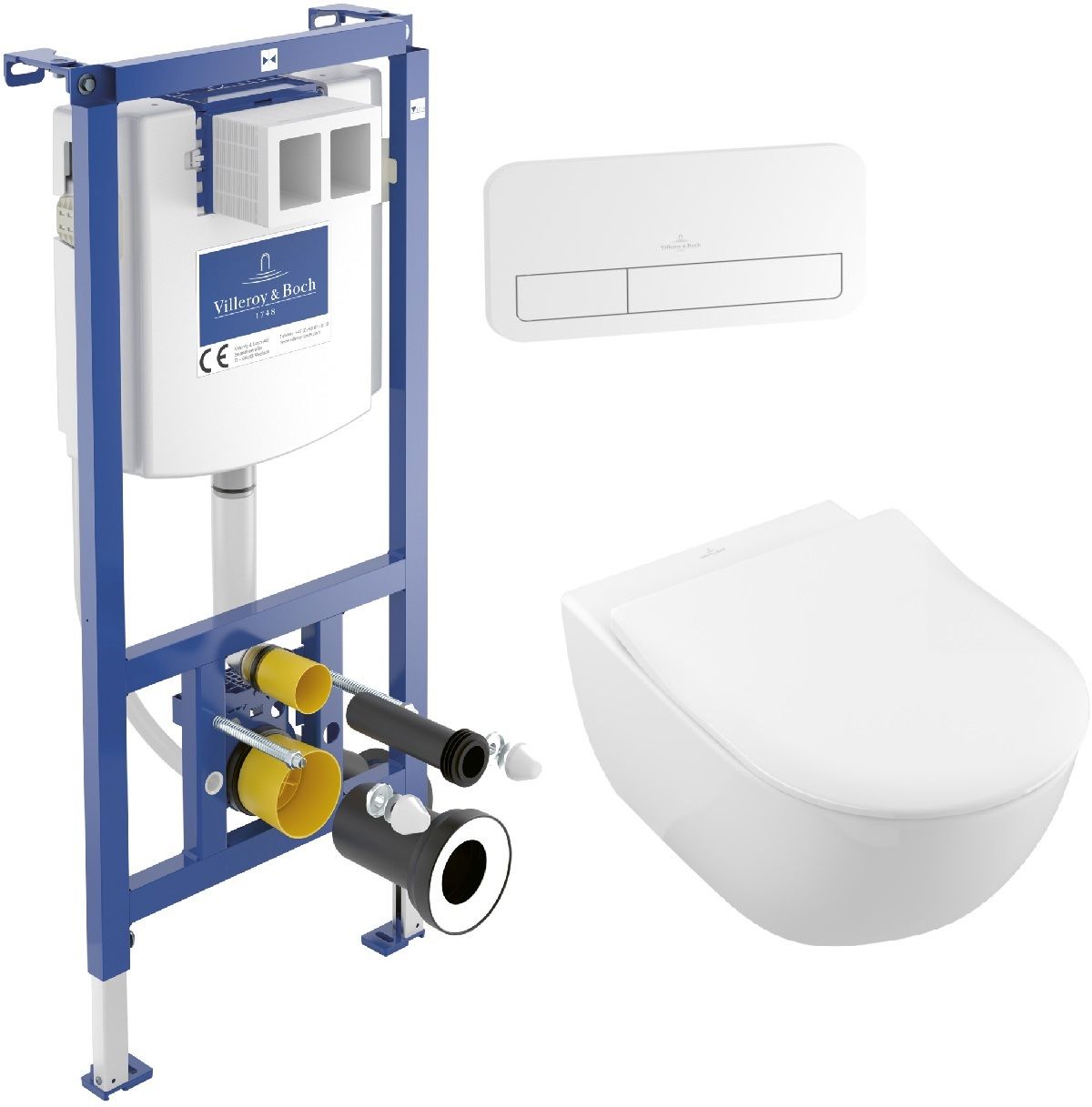 Set ensemble Combi-Pack avec abattant Villeroy & Boch Subway 2.0 5614R201, châssis encastré Villeroy & Boch ViConnect 92242700, 92249068