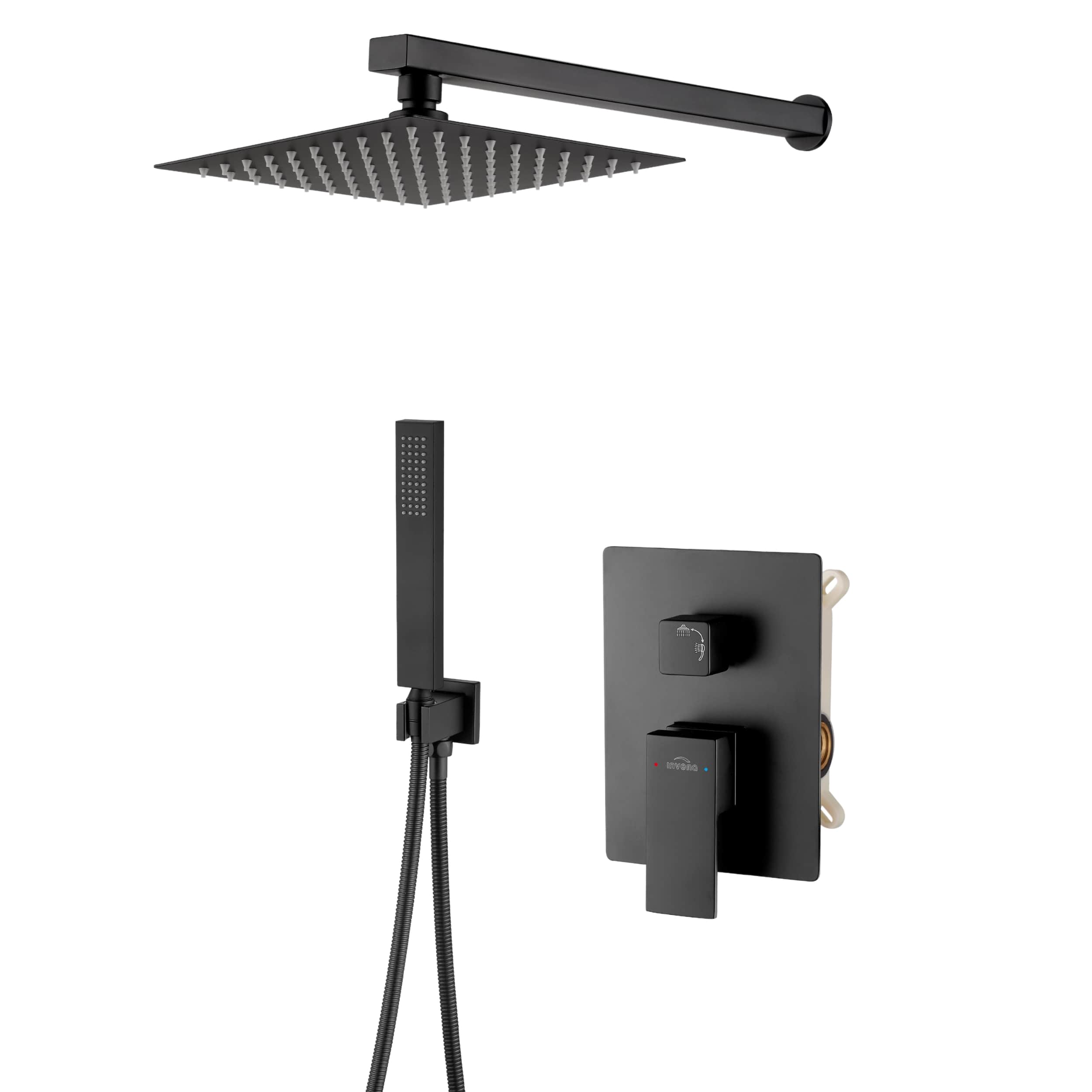 Invena Paros ensemble de douche encastré oui noir BS-09-004