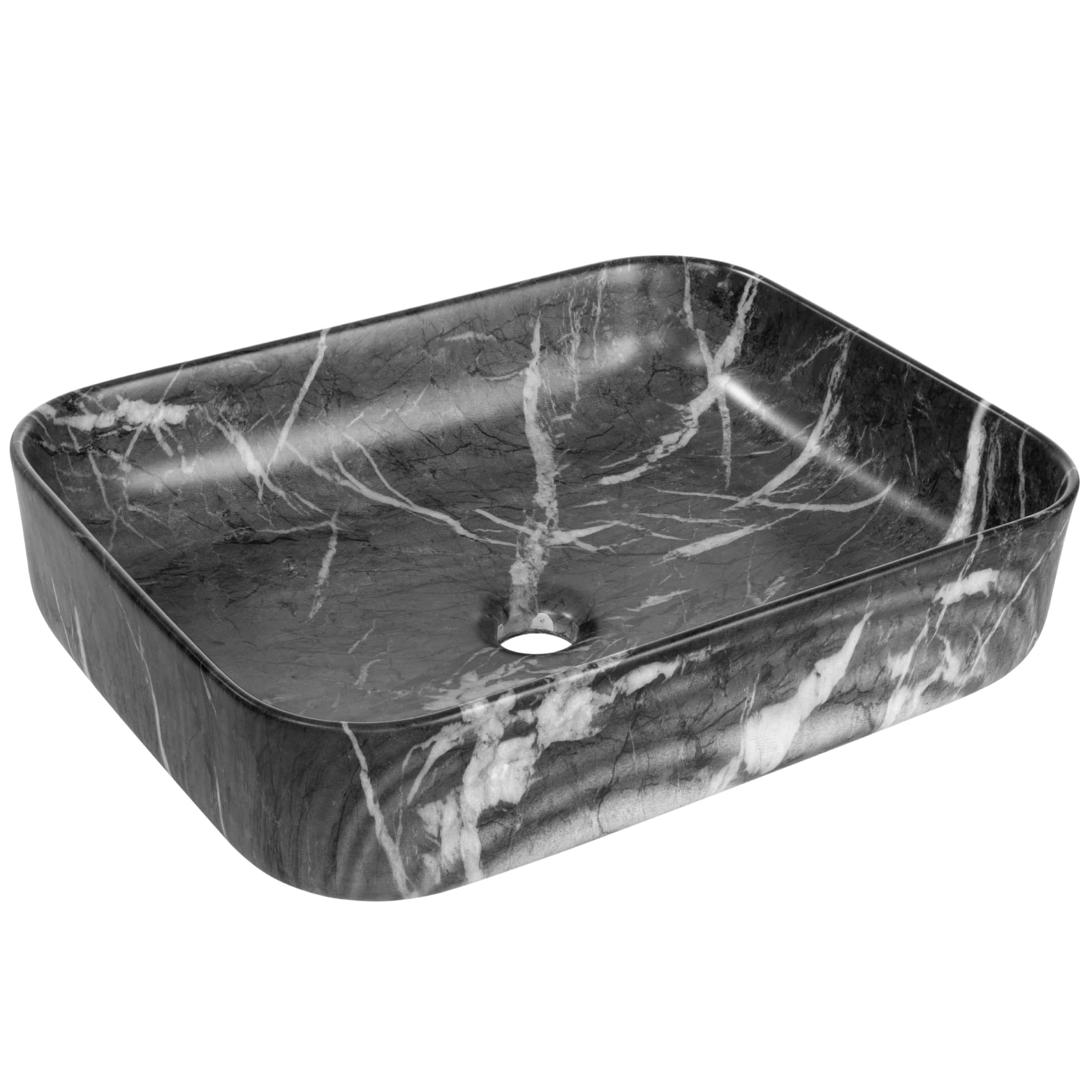 Invena Florina lavabo 51x40 cm rectangulaire à poser noir-gris/pierre mat CE-40-723