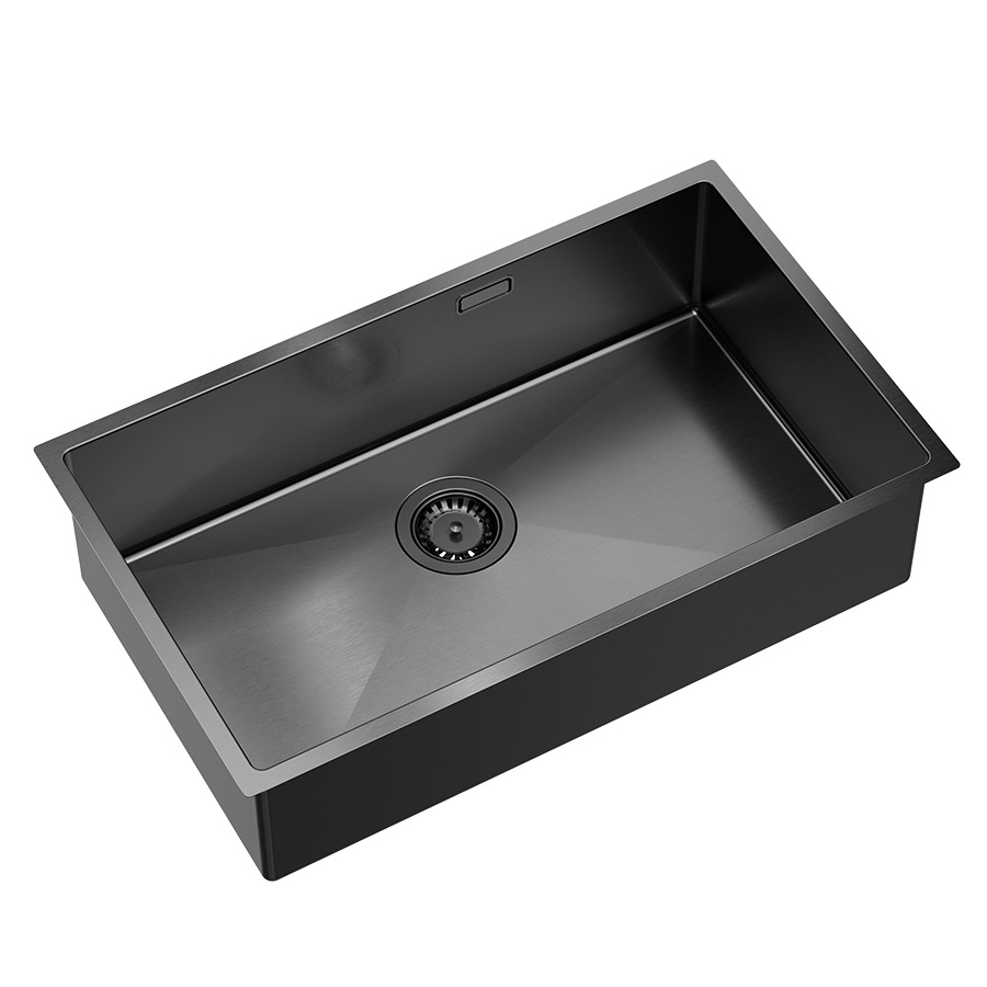 Quadron Anthony évier en acier inoxydable avec siphon 74x44 cm graphite MF7444PVDBST1