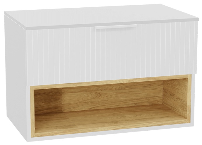 Set corps de meuble Excellent Tuto 2.0 MLEX.2171.800.WHBL, plan de travail suspendu Excellent Tuto 2.0 MLEX.2111.800.WH, MLEX.2151.800.03.WH