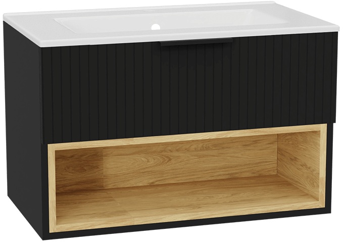 Set corps de meuble Excellent Tuto 2.0 MLEX.2171.800.BKBL, lavabo Excellent As CEEX.3617.800.WH, MLEX.2151.800.03.BK