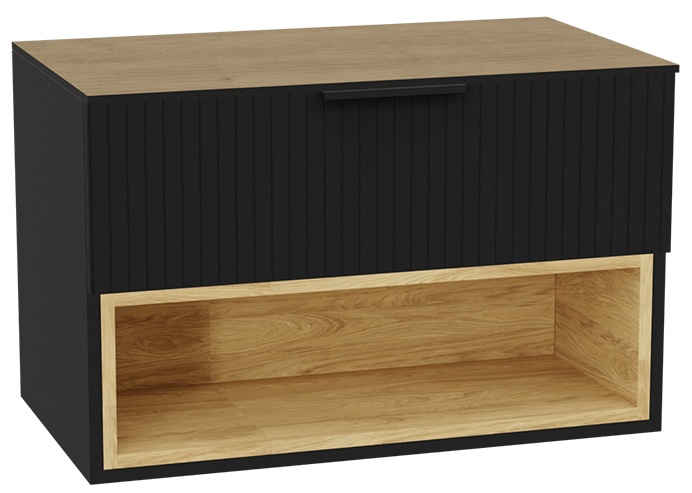 Set corps de meuble Excellent Tuto 2.0 MLEX.2171.800.BKBL, plan de travail suspendu Excellent Tuto 2.0 MLEX.2116.800.BL, MLEX.2151.800.03.BK