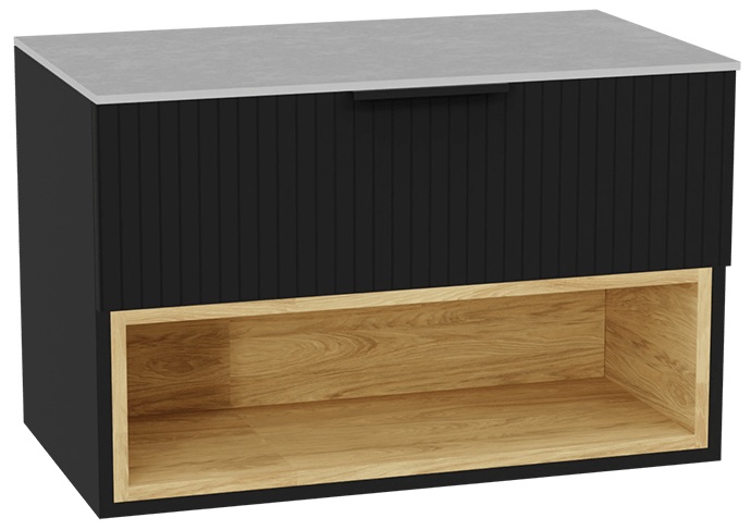 Set corps de meuble Excellent Tuto 2.0 MLEX.2171.800.BKBL, plan de travail suspendu Excellent Tuto 2.0 MLEX.2116.800.SJ, MLEX.2151.800.03.BK