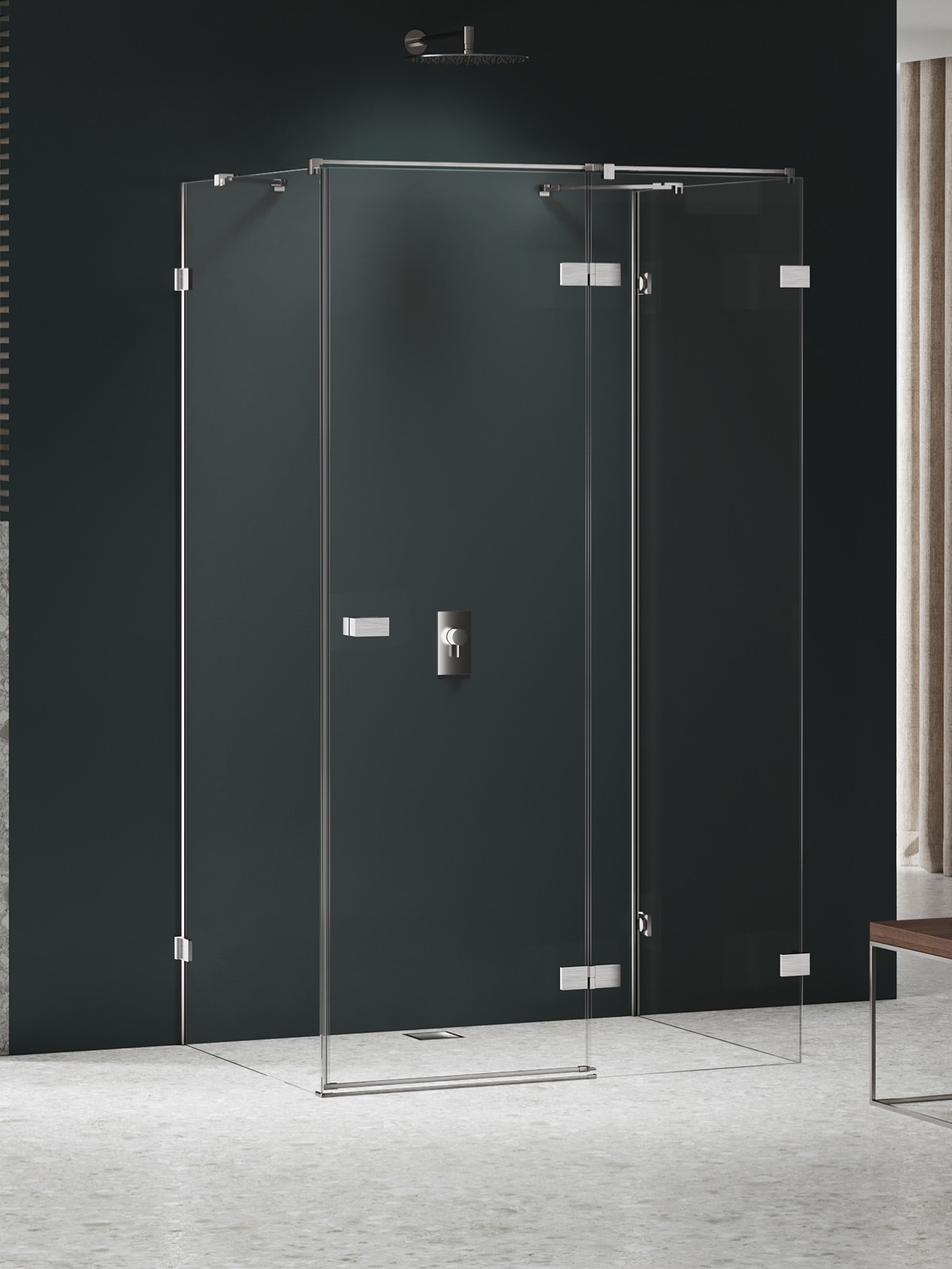 New Trendy Avexa Nickel Brushed cabine de douche 100x70 cm rectangulaire nickel brossé/verre transparent EXK-8606