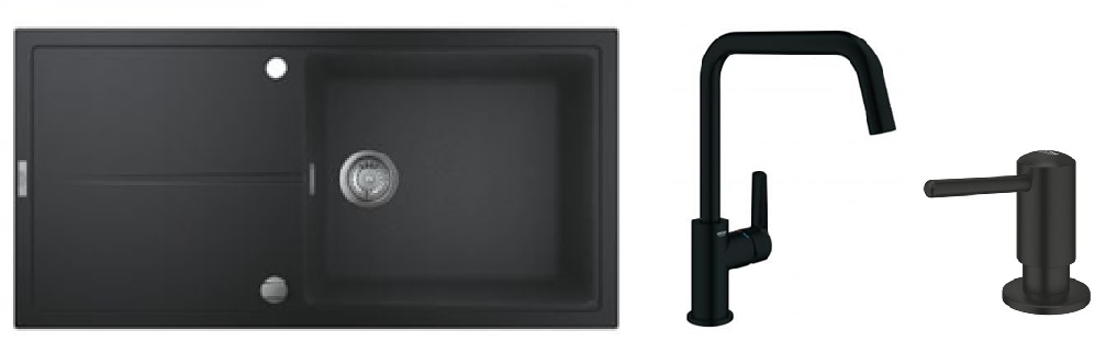Set évier en granit Grohe K400 31641AP0, mitigeur de cuisine Grohe Start 304702430, 1021652430