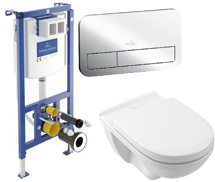Set châssis encastré Villeroy & Boch ViConnect 92242700, ensemble Combi-Pack avec abattant Villeroy & Boch O.Novo 5660H101, 92249061