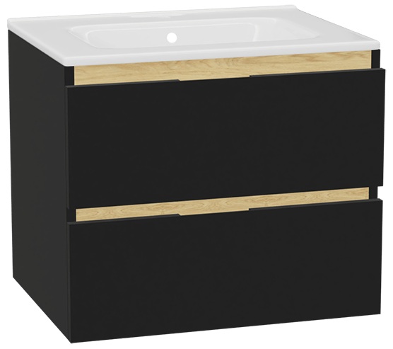 Set corps de meuble Excellent Tuto 2.0 MLEX.2172.600.BKBL, lavabo Excellent Pik CEEX.6517.600.WH, MLEX.2151.600.01.BK