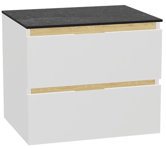 Set corps de meuble Excellent Tuto 2.0 MLEX.2172.600.WHBL, plan de travail suspendu Excellent Tuto 2.0 MLEX.2116.600.MA, MLEX.2151.600.01.WH