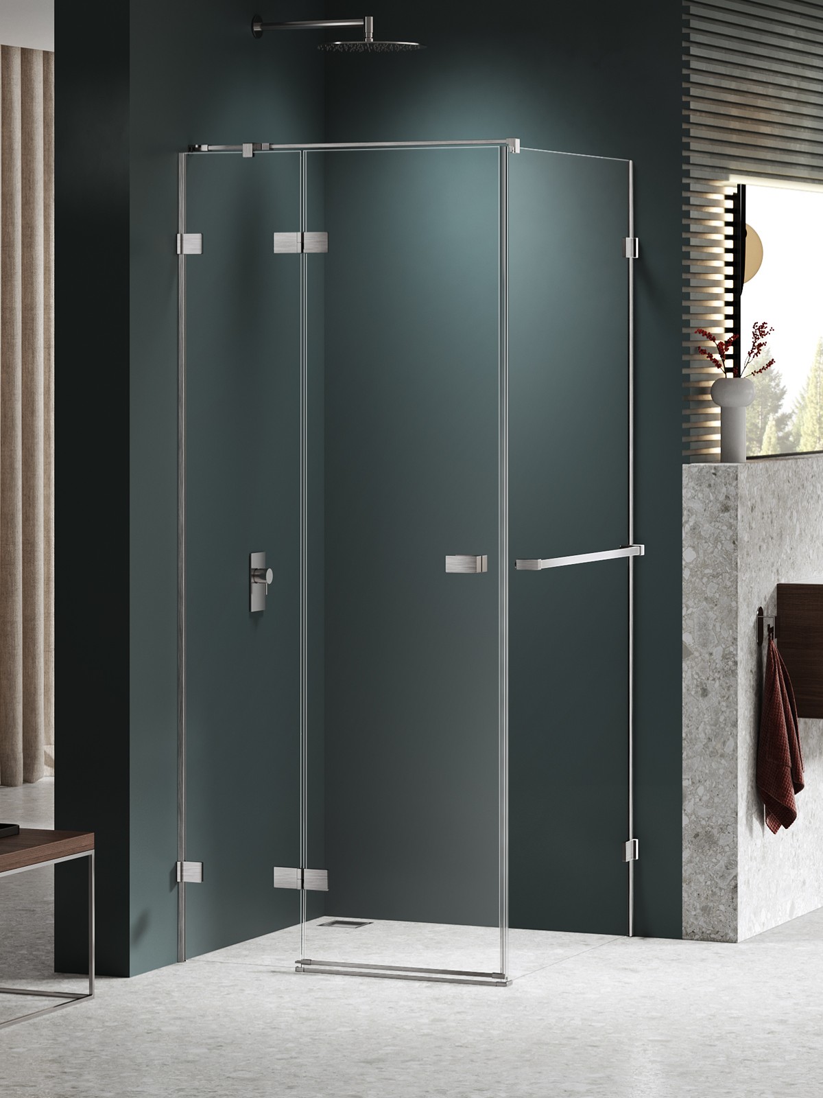 New Trendy Avexa Nickel Brushed cabine de douche 100x90 cm rectangulaire nickel brossé/verre transparent EXK-8665