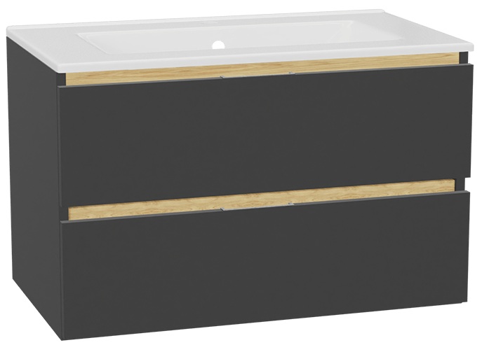 Set corps de meuble Excellent Tuto 2.0 MLEX.2172.800.GRBL, lavabo Excellent As CEEX.3617.800.WH, MLEX.2151.800.01.GR