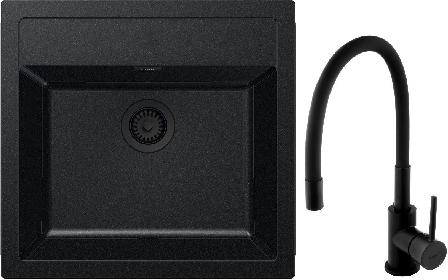 Set évier Tectonite Franke Sirius SID 143.0702.425, mitigeur de cuisine Hagser Emma HGR70000035