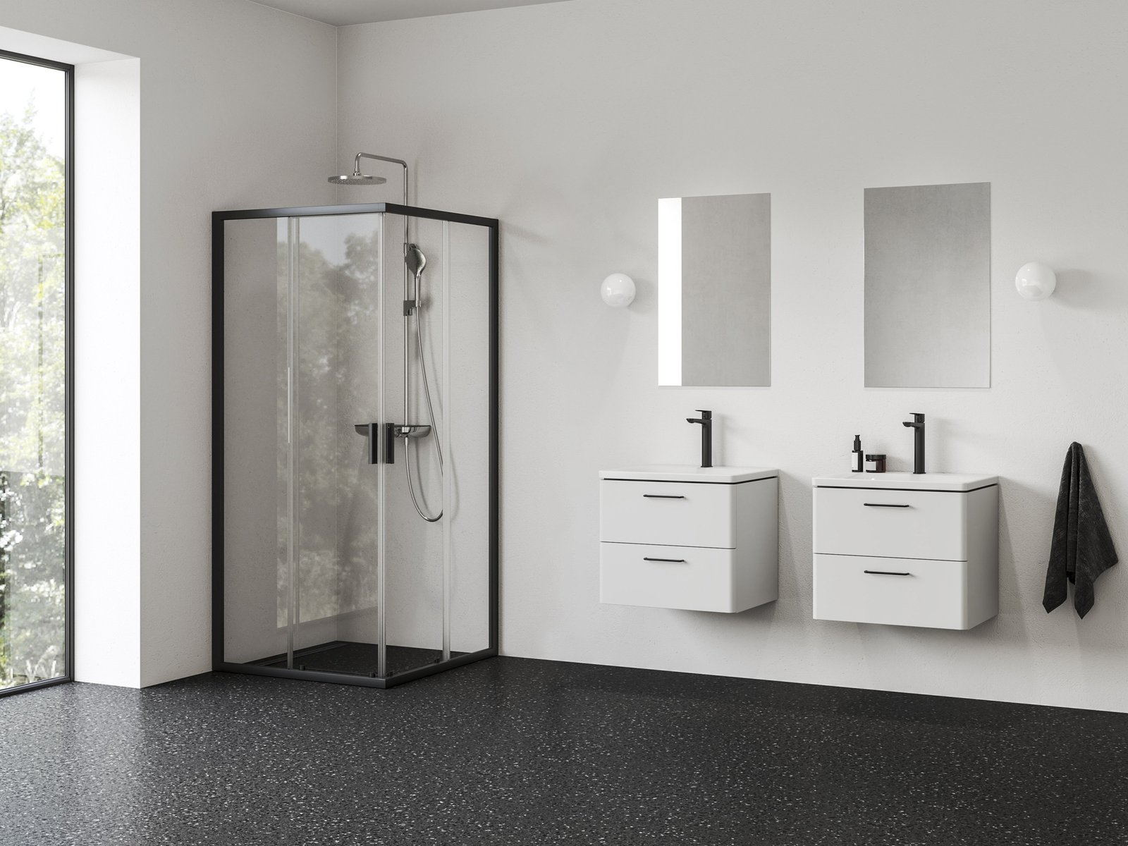 Ravak Blix II cabine de douche 90x90 cm carrée noir mat/verre transparent 1LM70300Z1