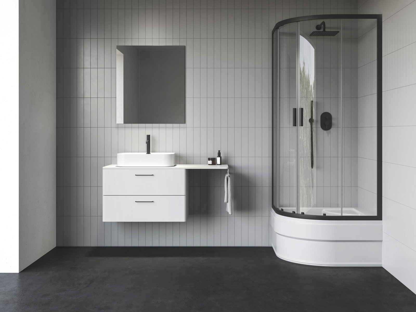 Ravak Blix II cabine de douche 90x90 cm semi-circulaire noir mat/verre transparent 3BM70340Z1