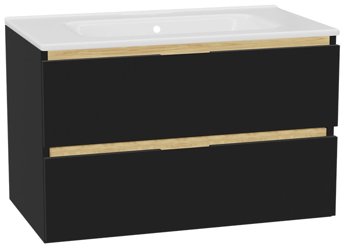 Set corps de meuble Excellent Tuto 2.0 MLEX.2172.800.BKBL, lavabo Excellent Pik CEEX.6517.800.WH, MLEX.2151.800.01.BK