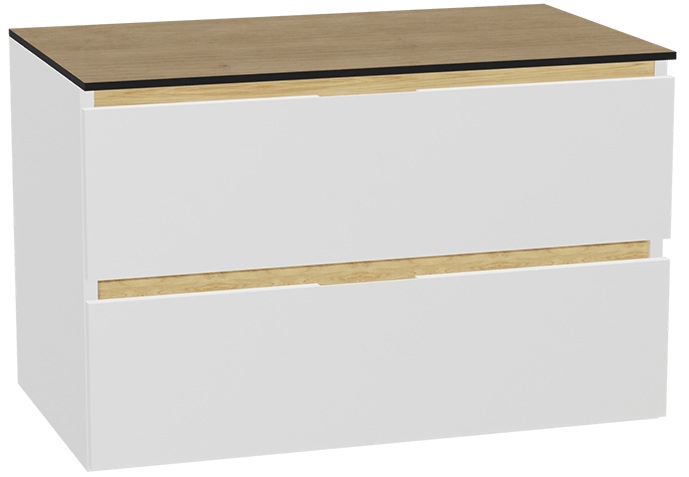 Set corps de meuble Excellent Tuto 2.0 MLEX.2172.800.WHBL, plan de travail suspendu Excellent Tuto 2.0 MLEX.2116.800.BL, MLEX.2151.800.01.WH