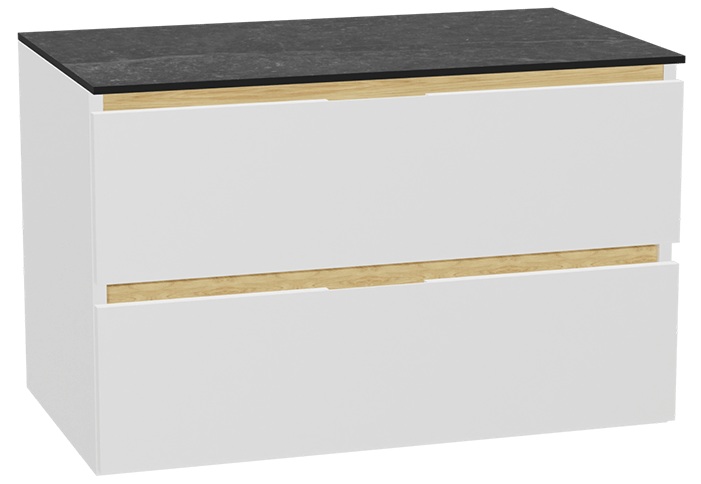 Set corps de meuble Excellent Tuto 2.0 MLEX.2172.800.WHBL, plan de travail suspendu Excellent Tuto 2.0 MLEX.2116.800.MA, MLEX.2151.800.01.WH