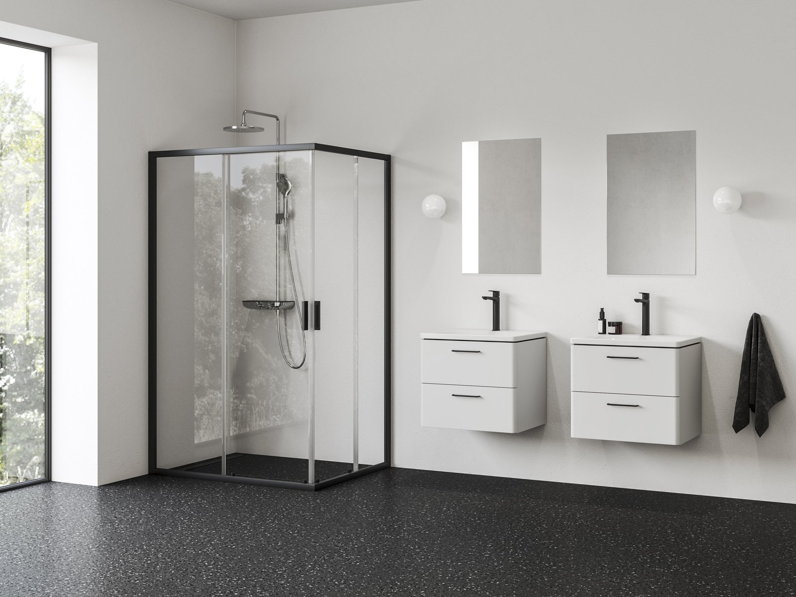 Ravak Blix II porte de douche 110 cm coulissant noir mat/verre transparent 1XMD0300Z1