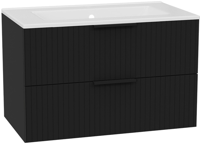 Set corps de meuble Excellent Tuto 2.0 MLEX.2172.800.BKBL, lavabo Excellent As CEEX.3617.800.WH, MLEX.2151.800.03.BK