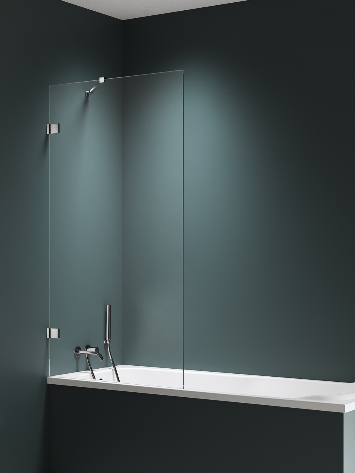 New Trendy Avexa Nickel Brushed paroi de baignoire 90 cm monobloc brossé/verre transparent EXK-8742