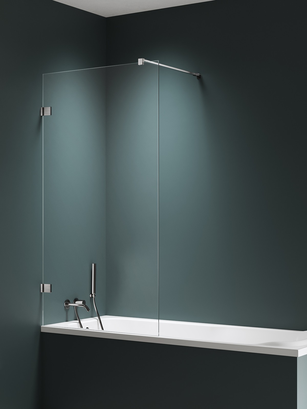 New Trendy Avexa Nickel Brushed paroi de baignoire 60 cm monobloc brossé/verre transparent EXK-8739-WP