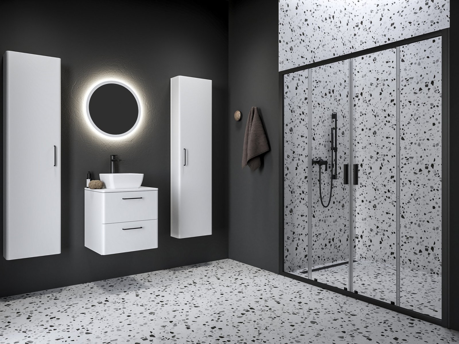 Ravak Blix II porte de douche 160 cm coulissant noir mat/verre transparent 0YMS0300Z1