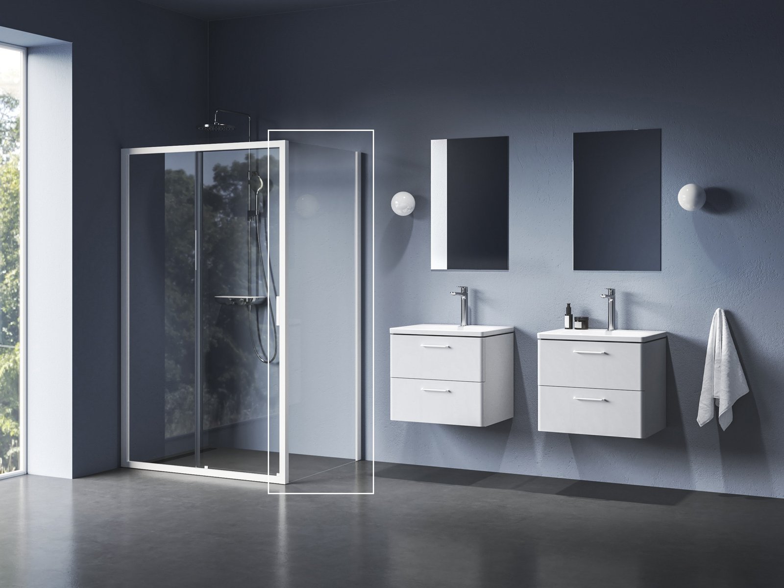 Ravak Blix II paroi de douche 90 cm blanc mat/verre transparent 9BM70E00Z1