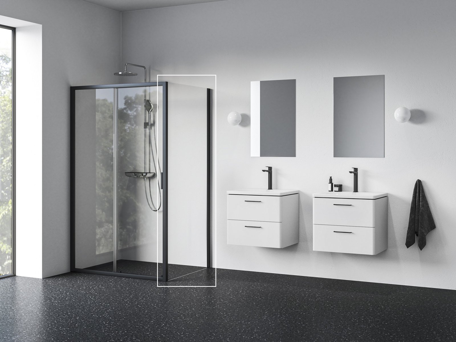 Ravak Blix II paroi de douche 90 cm noir mat/verre transparent 9BM70300Z1