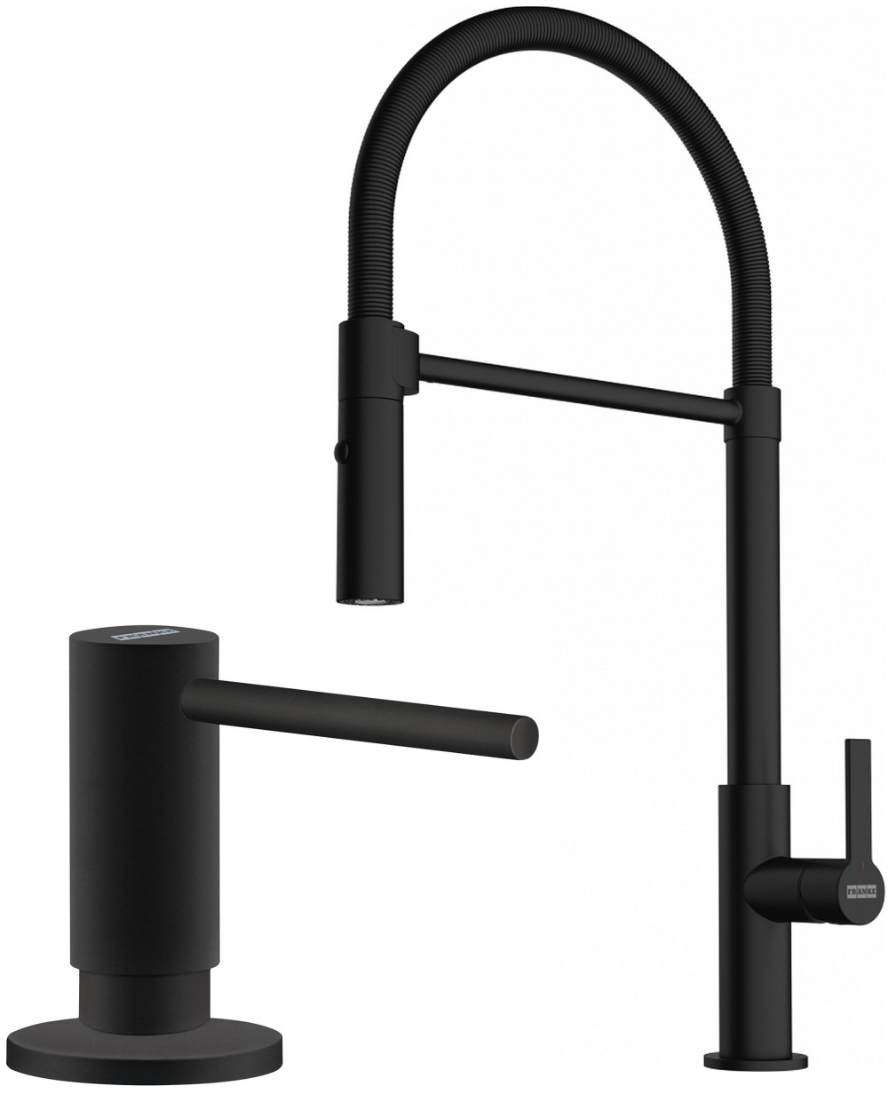 Set mitigeur de cuisine Franke Maris Slim Semi-Pro 115.0728.396, distributeur de savon Franke Active SM 119.0547.906