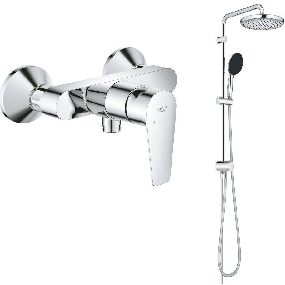 Set ensemble de douche Grohe Vitalio Start System 26680001, mitigeur de douche Grohe Start Edge 24197001