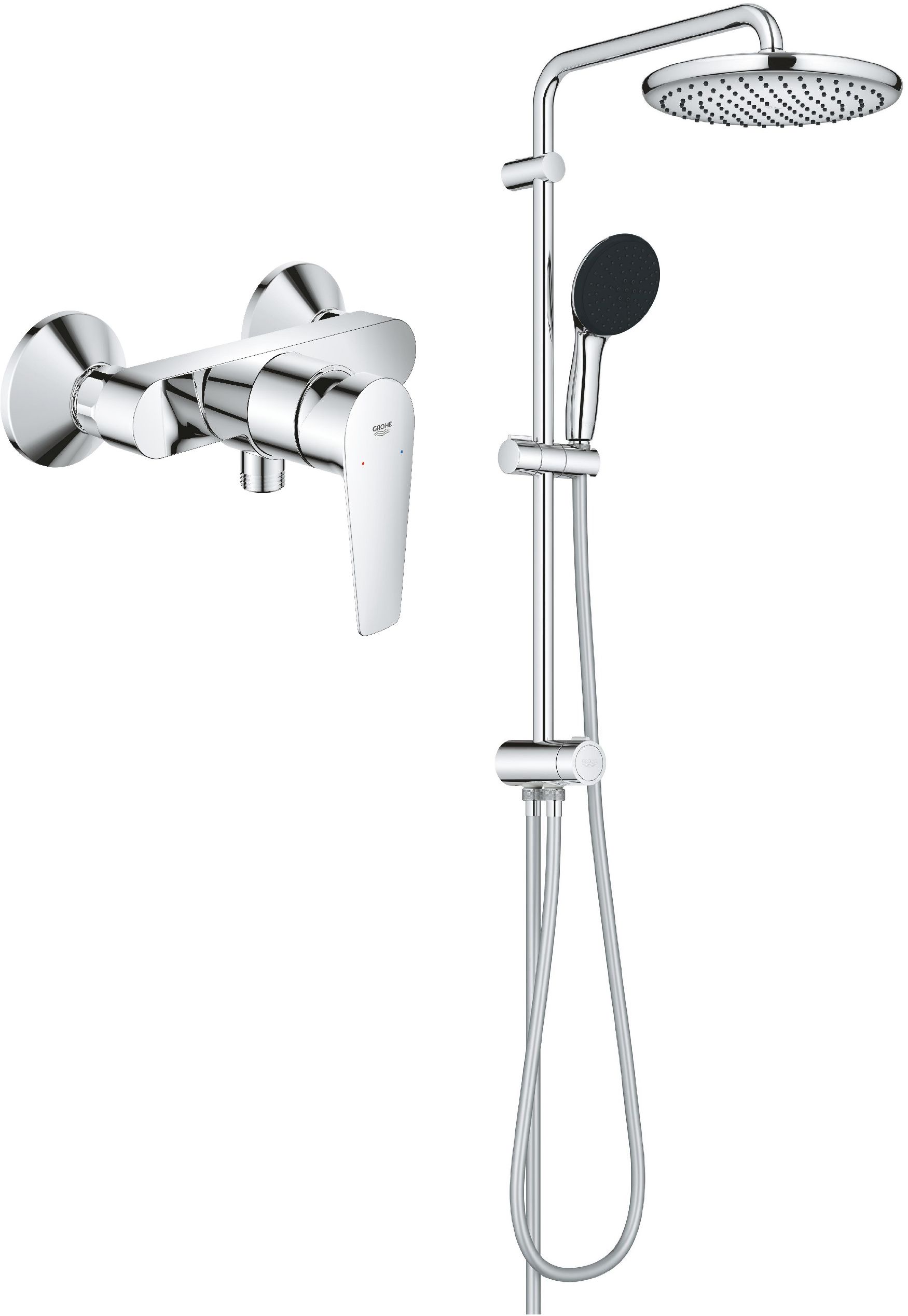 Set ensemble de douche Grohe Vitalio Start System 26680001, mitigeur de douche Grohe Start Edge 24197001