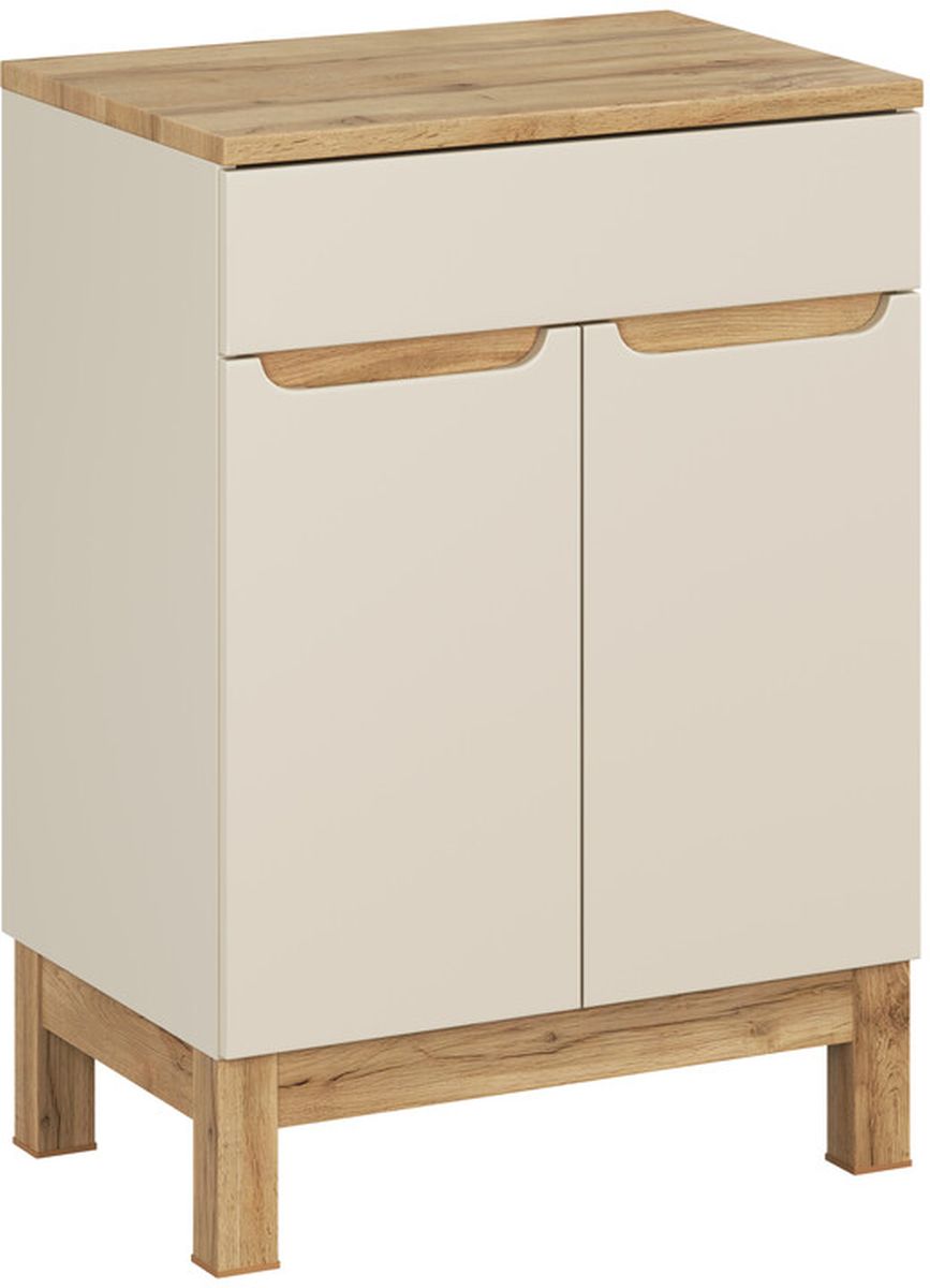 Set armoire Comad Bali Cashmere BALI CASHMERE 82-60-46-2D, plan de travail suspendu Comad Adel Oak BLAT UN. 89-60-B WOTAN
