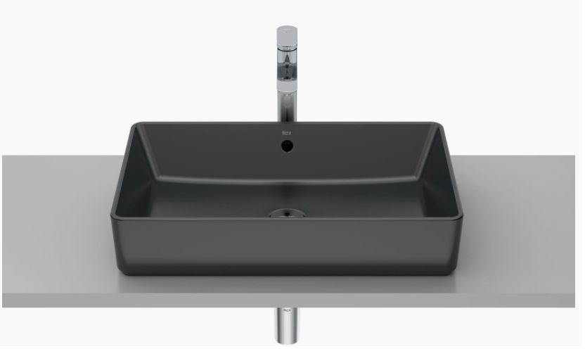Roca Gap lavabo 60x37 cm rectangulaire à poser noir mat A3270Y2080